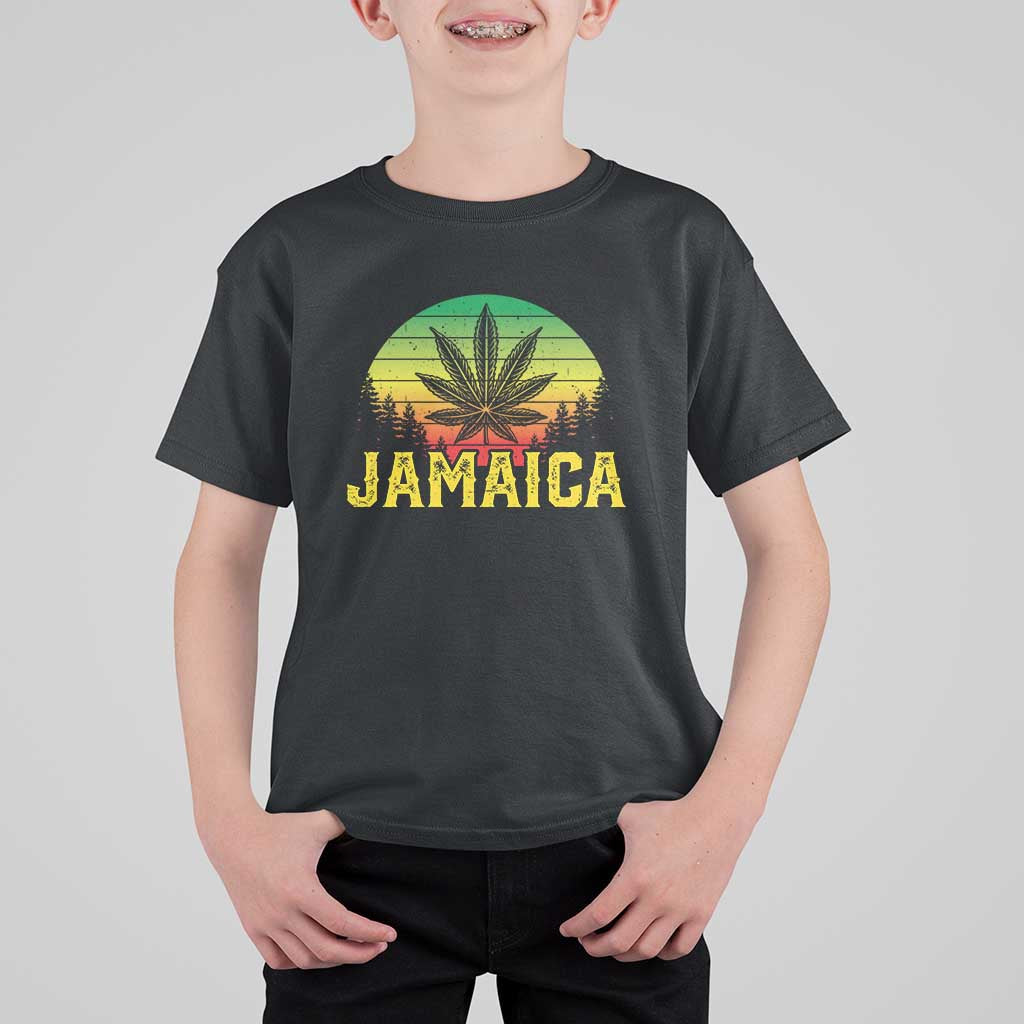 Jamaica Stoner T Shirt For Kid Rasta Sunset Cannabis Marijuana Weed Lovers 420 - Wonder Print Shop