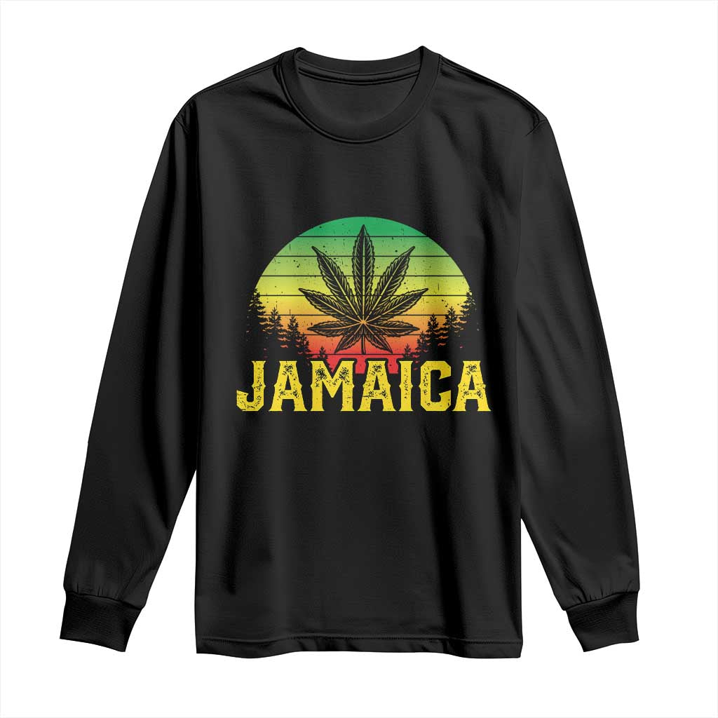 Jamaica Stoner Long Sleeve Shirt Rasta Sunset Cannabis Marijuana Weed Lovers 420 - Wonder Print Shop