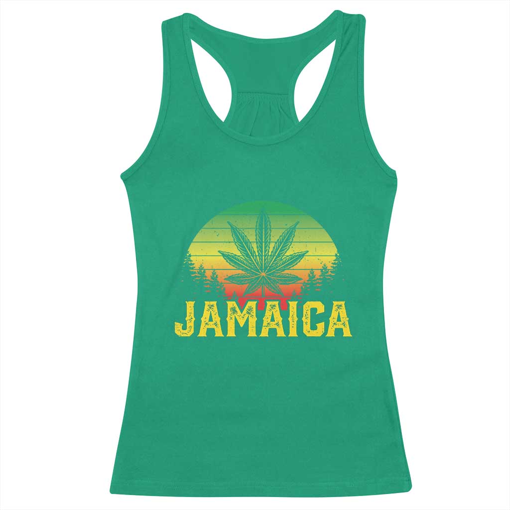 Jamaica Stoner Racerback Tank Top Rasta Sunset Cannabis Marijuana Weed Lovers 420 - Wonder Print Shop