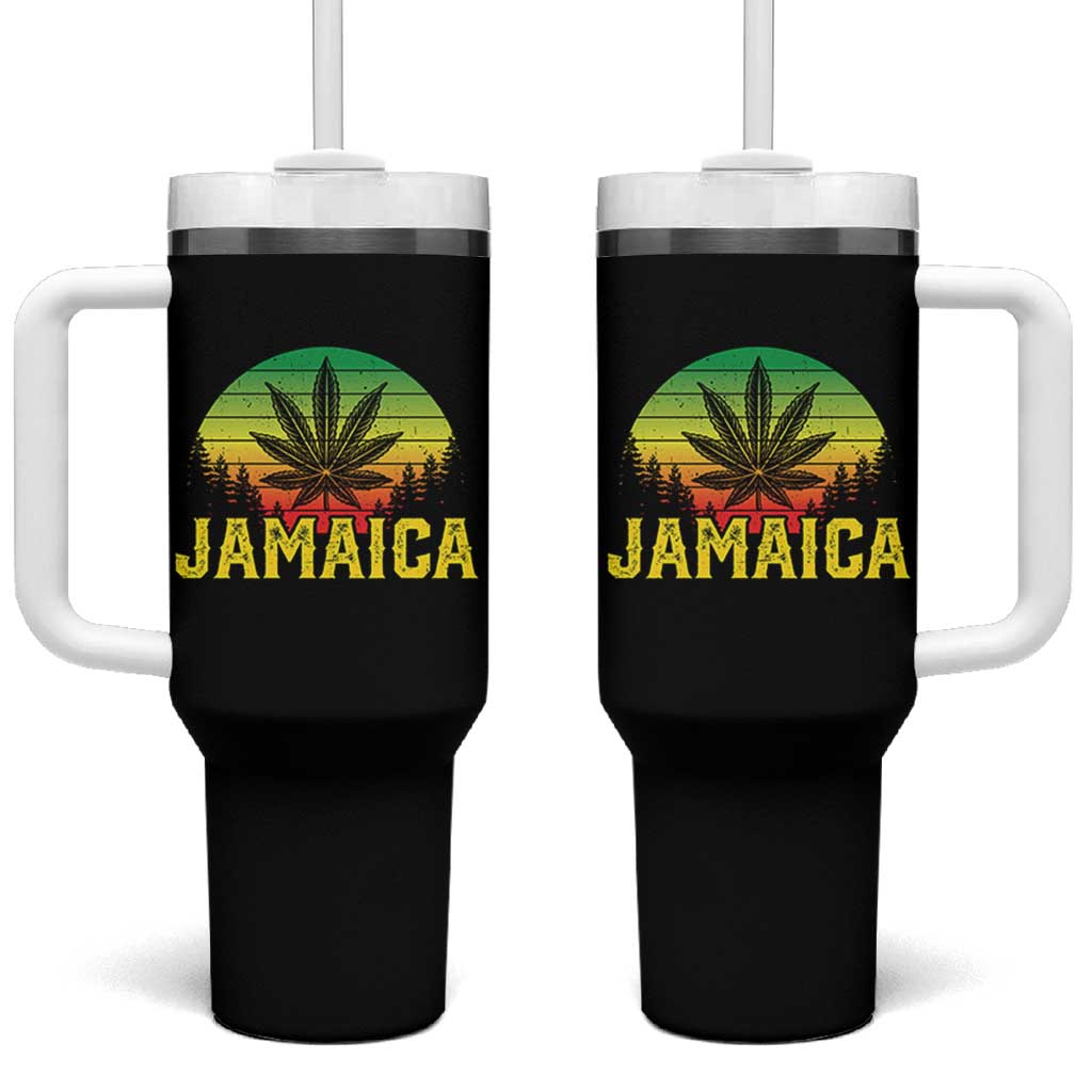 Jamaica Stoner Tumbler With Handle Rasta Sunset Cannabis Marijuana Weed Lovers 420 - Wonder Print Shop
