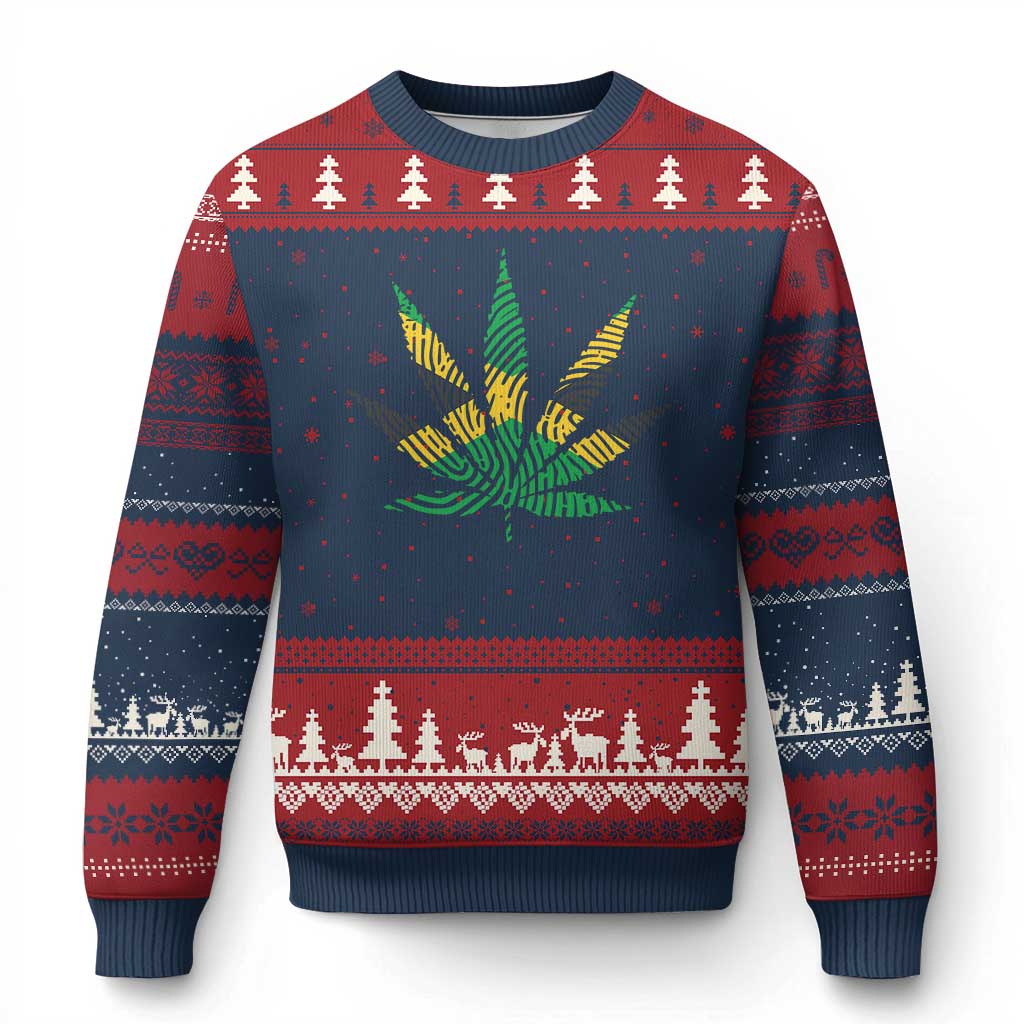 Jamaica Flag Cannabis Ugly Christmas Sweater Funny Stoner Weed Lovers Marijuana 420 - Wonder Print Shop