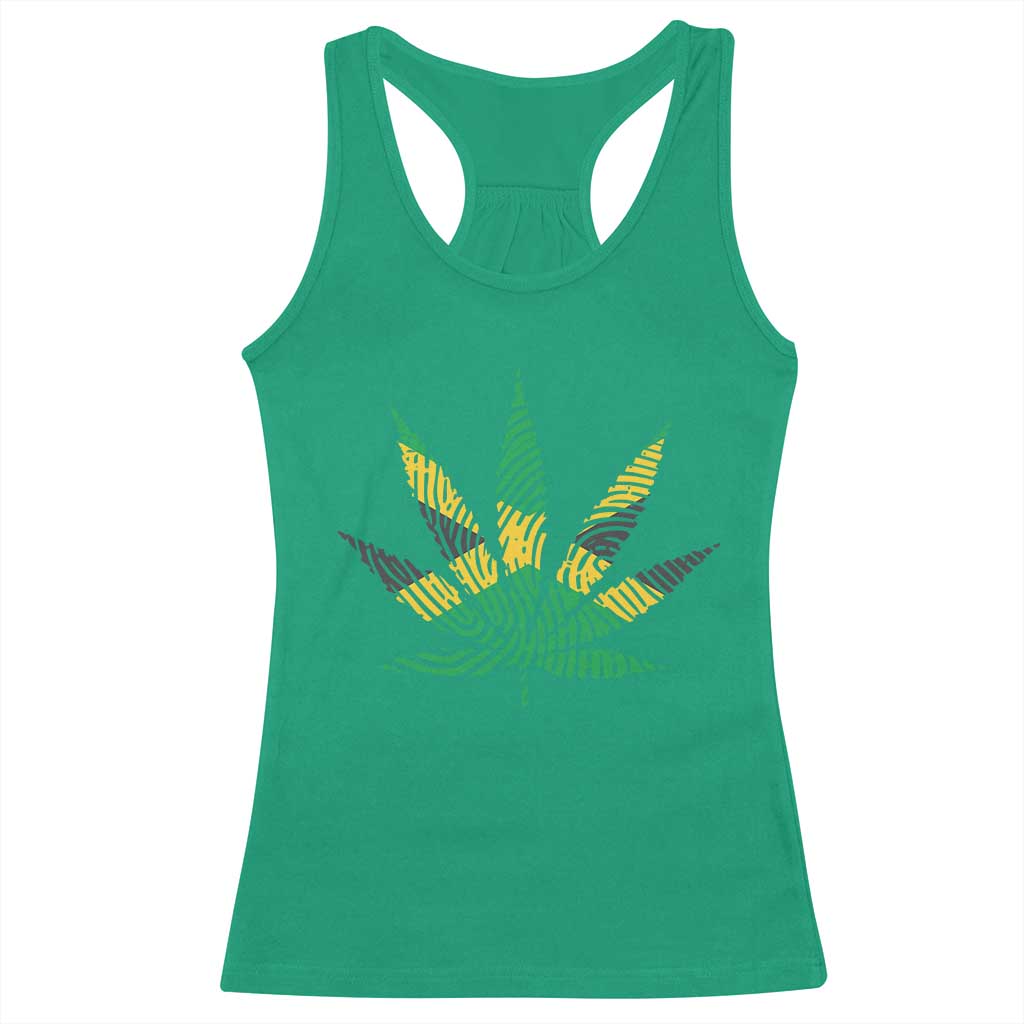 Jamaica Flag Cannabis Racerback Tank Top Funny Stoner Weed Lovers Marijuana 420 - Wonder Print Shop