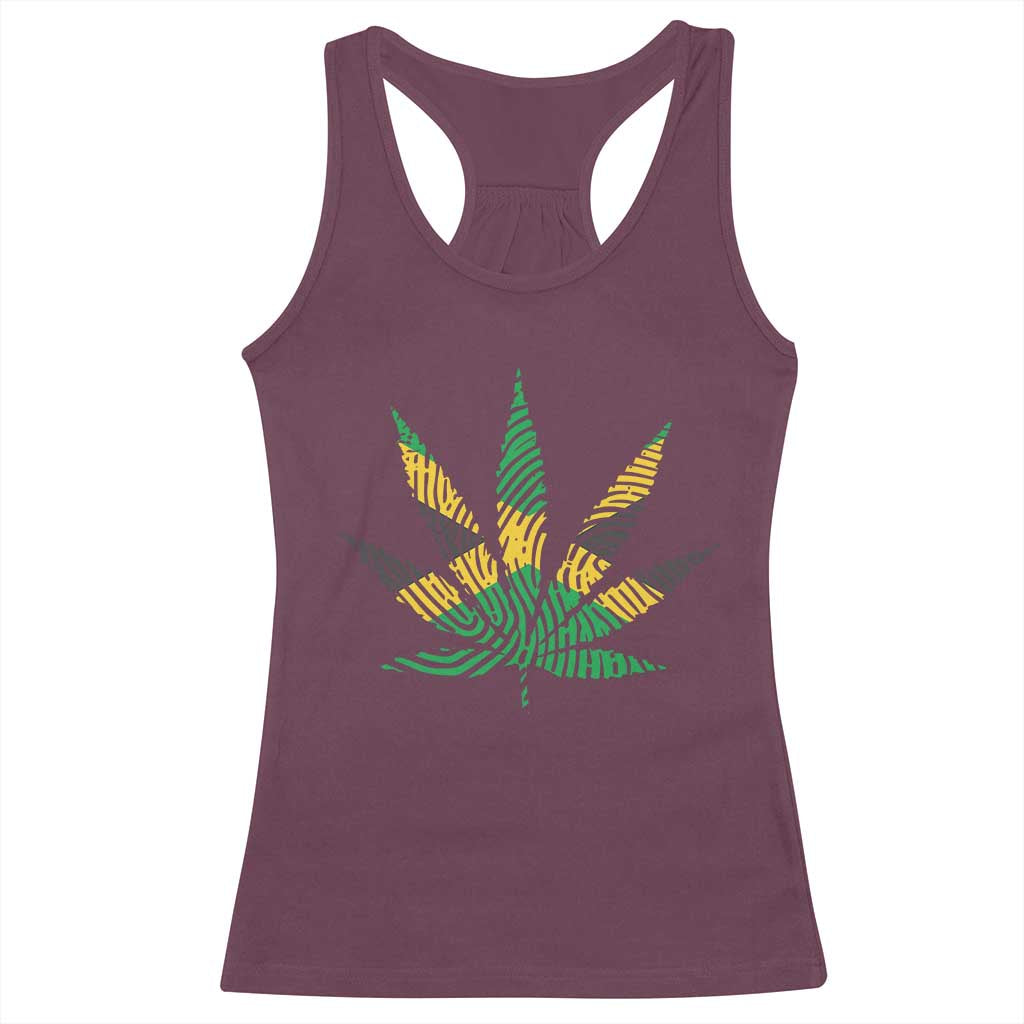 Jamaica Flag Cannabis Racerback Tank Top Funny Stoner Weed Lovers Marijuana 420 - Wonder Print Shop