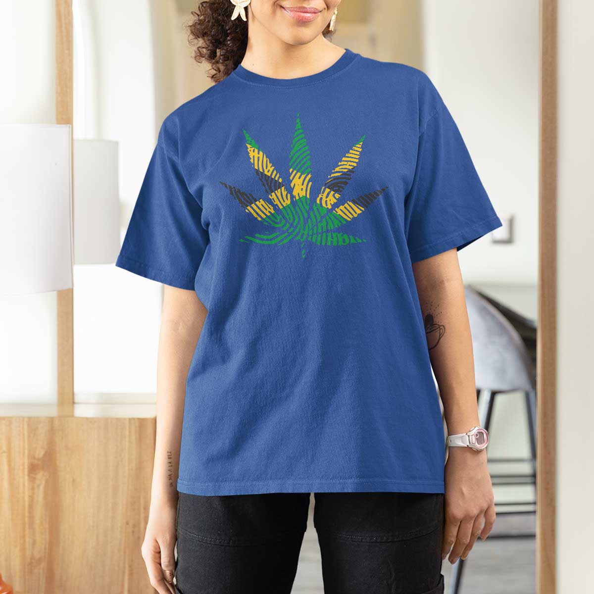 Jamaica Flag Cannabis T Shirt For Women Funny Stoner Weed Lovers Marijuana 420 - Wonder Print Shop