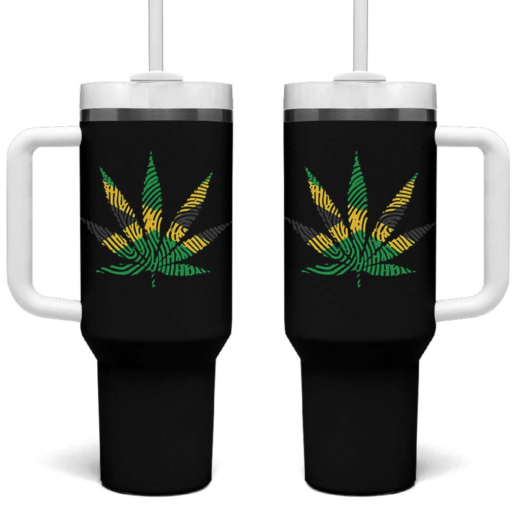 Jamaica Flag Cannabis Tumbler With Handle Funny Stoner Weed Lovers Marijuana 420 - Wonder Print Shop