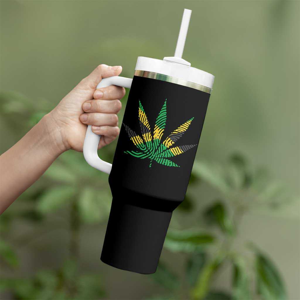 Jamaica Flag Cannabis Tumbler With Handle Funny Stoner Weed Lovers Marijuana 420 - Wonder Print Shop
