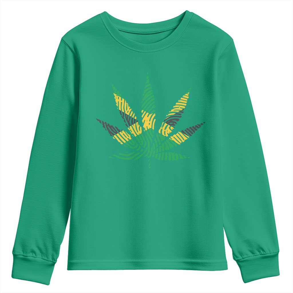 Jamaica Flag Cannabis Youth Sweatshirt Funny Stoner Weed Lovers Marijuana 420 - Wonder Print Shop