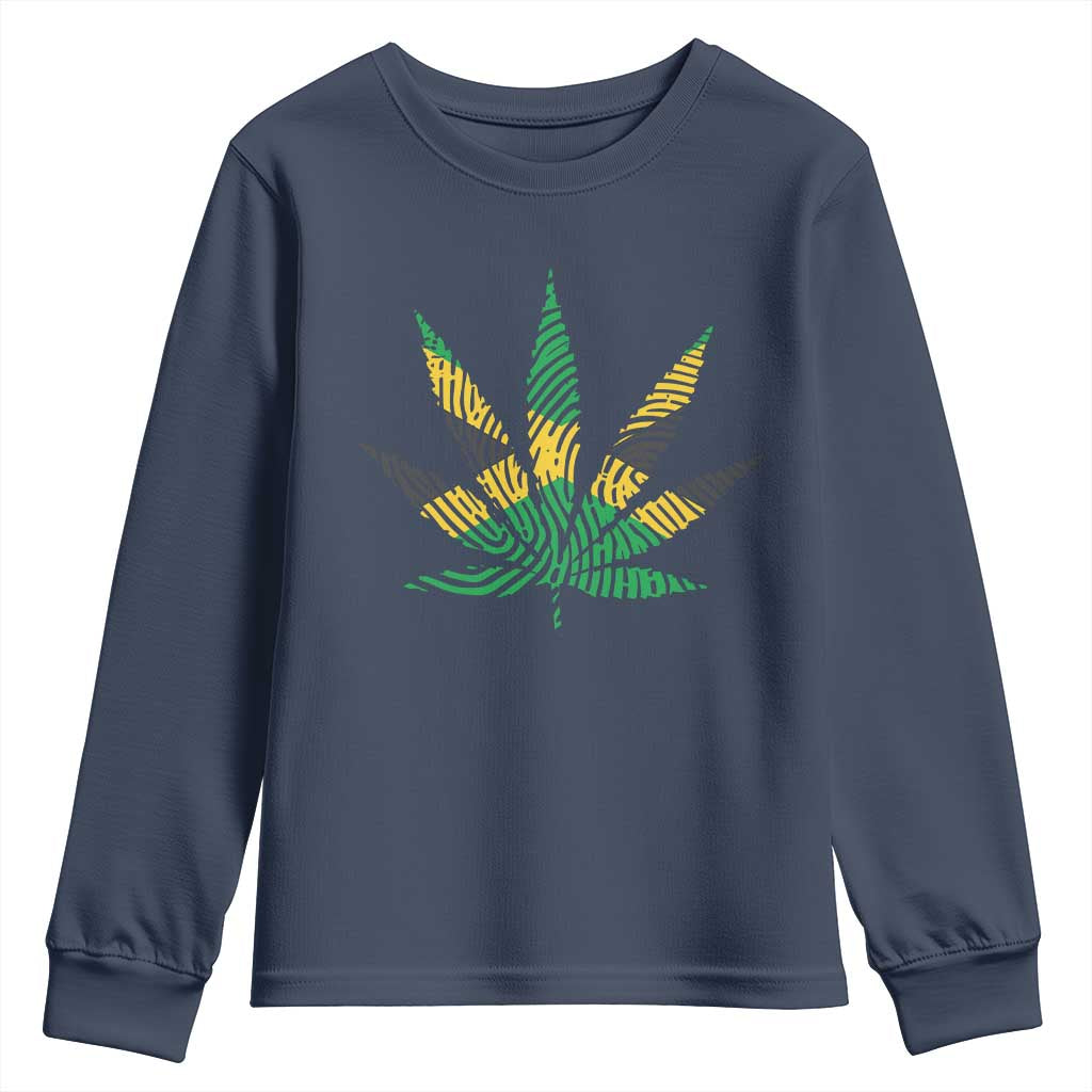 Jamaica Flag Cannabis Youth Sweatshirt Funny Stoner Weed Lovers Marijuana 420 - Wonder Print Shop