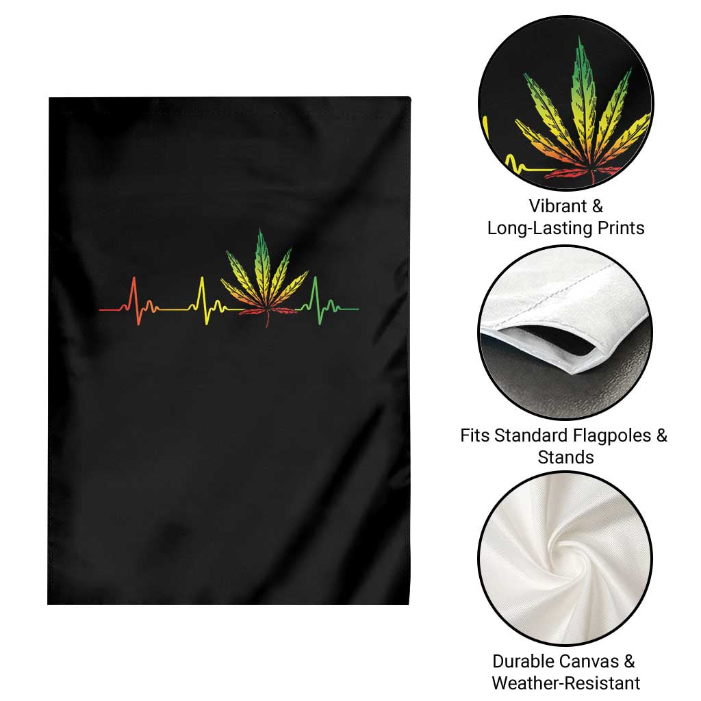 Reggae Weed Garden Flag Rasta Marijuana Leaf Heartbeat Weed Lovers 420 - Wonder Print Shop