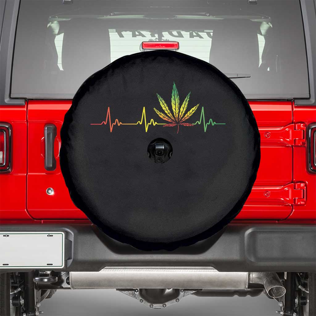 Reggae Weed Spare Tire Cover Rasta Marijuana Leaf Heartbeat Weed Lovers 420 - Wonder Print Shop