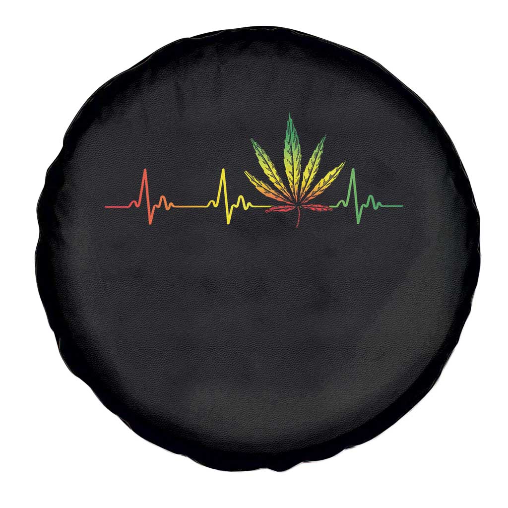 Reggae Weed Spare Tire Cover Rasta Marijuana Leaf Heartbeat Weed Lovers 420 - Wonder Print Shop