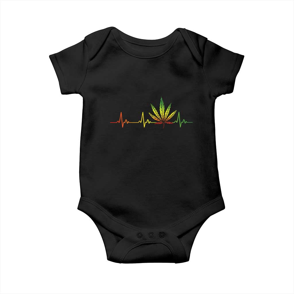 Reggae Weed Baby Onesie Rasta Marijuana Leaf Heartbeat Weed Lovers 420 - Wonder Print Shop