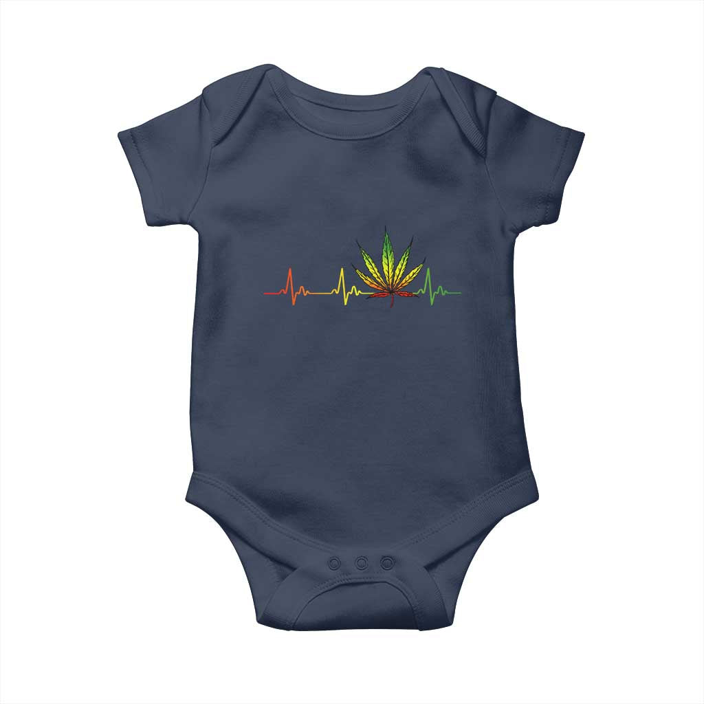 Reggae Weed Baby Onesie Rasta Marijuana Leaf Heartbeat Weed Lovers 420 - Wonder Print Shop