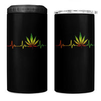 Reggae Weed 4 in 1 Can Cooler Tumbler Rasta Marijuana Leaf Heartbeat Weed Lovers 420 - Wonder Print Shop