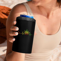 Reggae Weed 4 in 1 Can Cooler Tumbler Rasta Marijuana Leaf Heartbeat Weed Lovers 420 - Wonder Print Shop