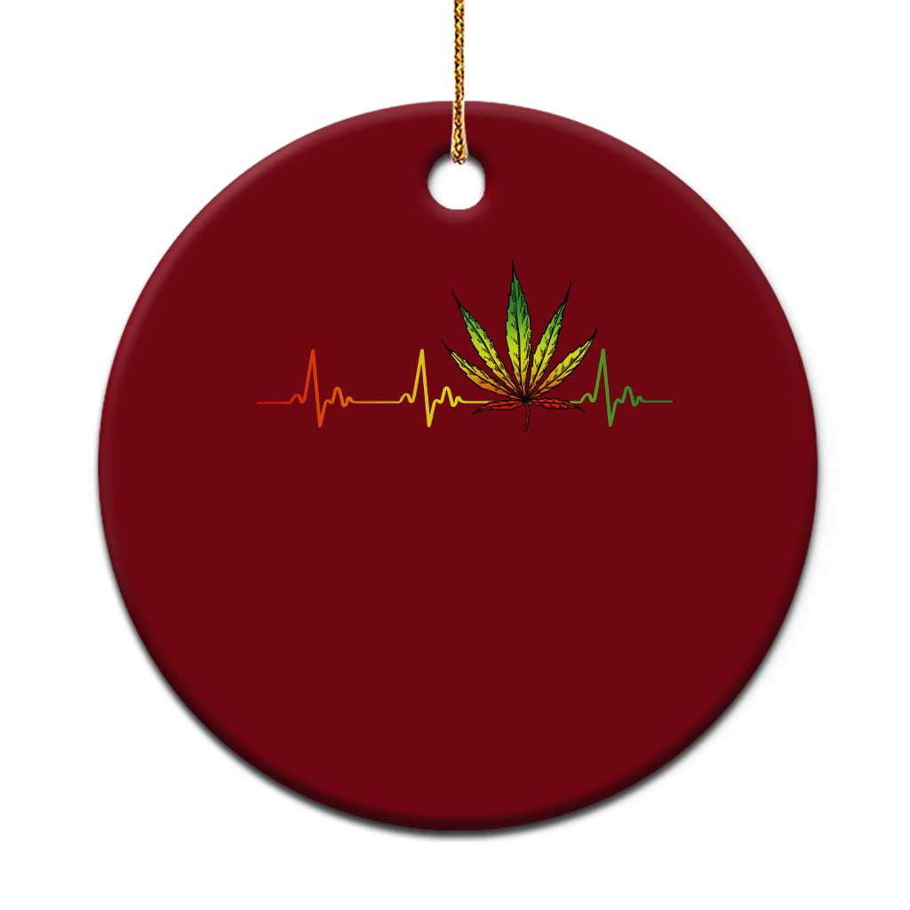 Reggae Weed Ceramic Ornament Rasta Marijuana Leaf Heartbeat Weed Lovers 420 - Wonder Print Shop