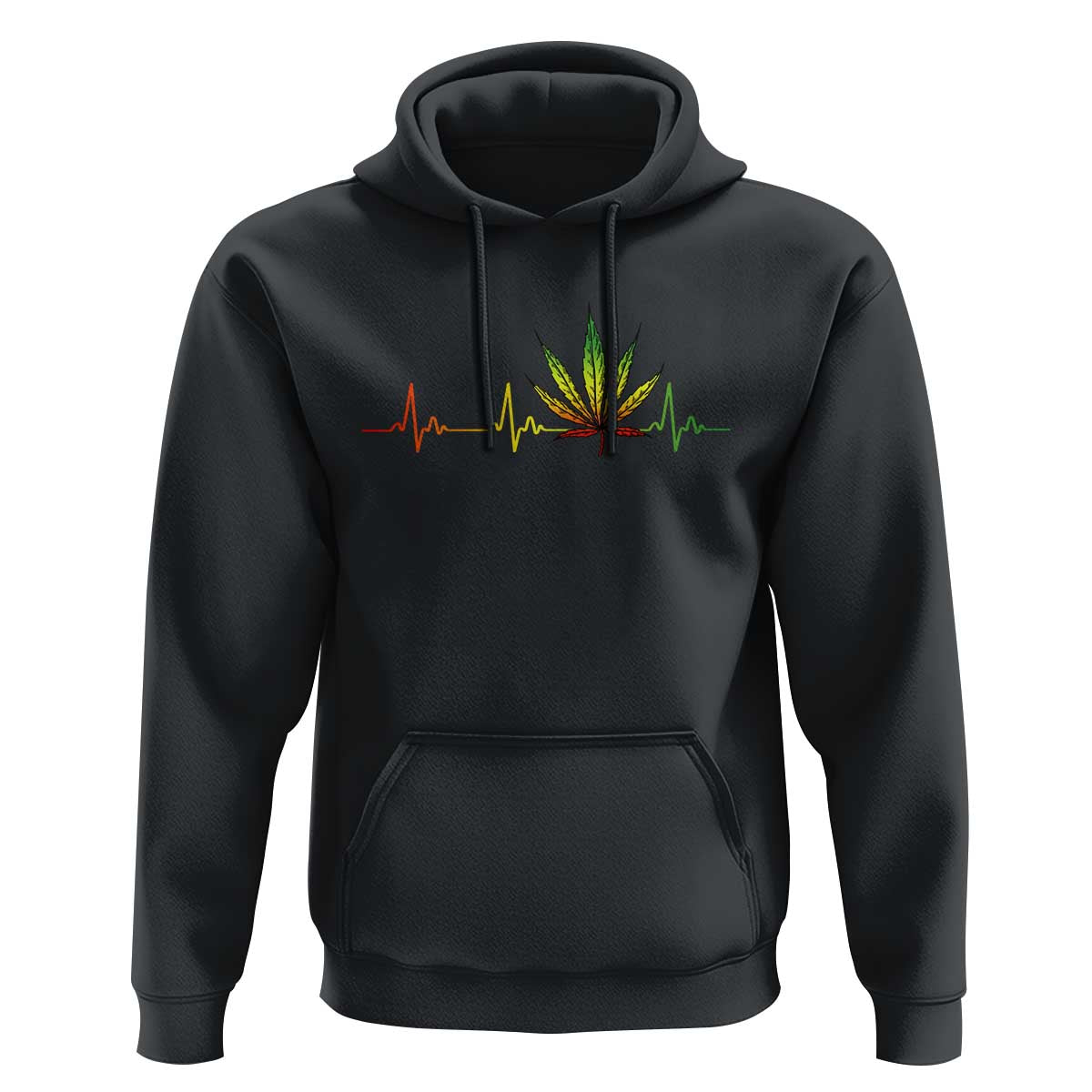 Reggae Weed Hoodie Rasta Marijuana Leaf Heartbeat Weed Lovers 420 - Wonder Print Shop