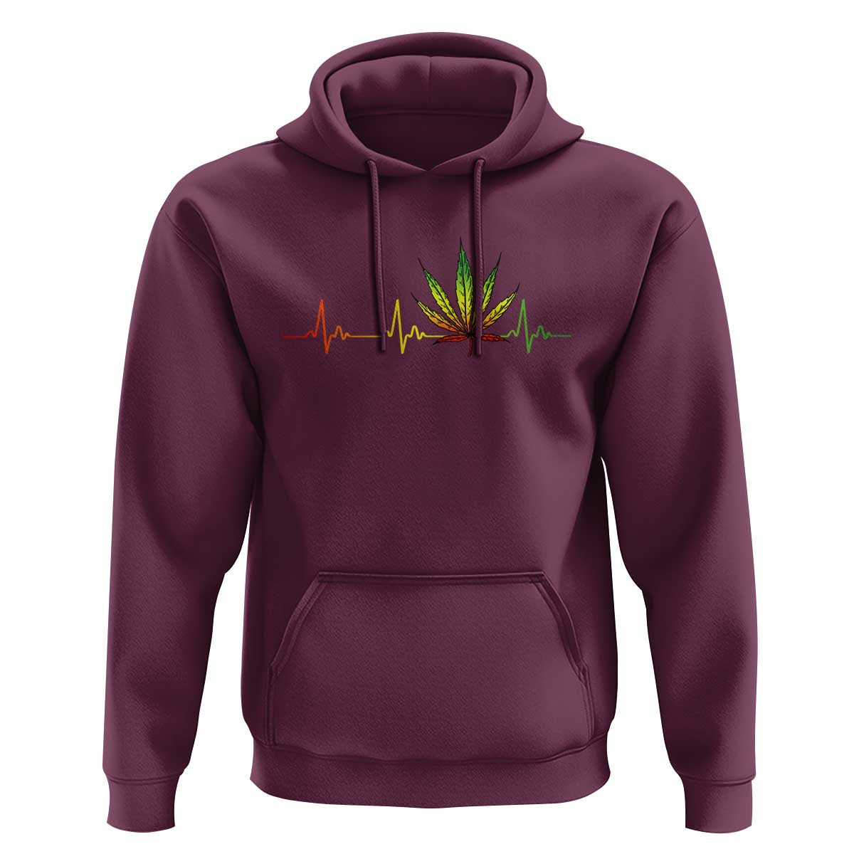 Reggae Weed Hoodie Rasta Marijuana Leaf Heartbeat Weed Lovers 420 - Wonder Print Shop