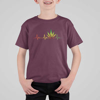 Reggae Weed T Shirt For Kid Rasta Marijuana Leaf Heartbeat Weed Lovers 420 - Wonder Print Shop