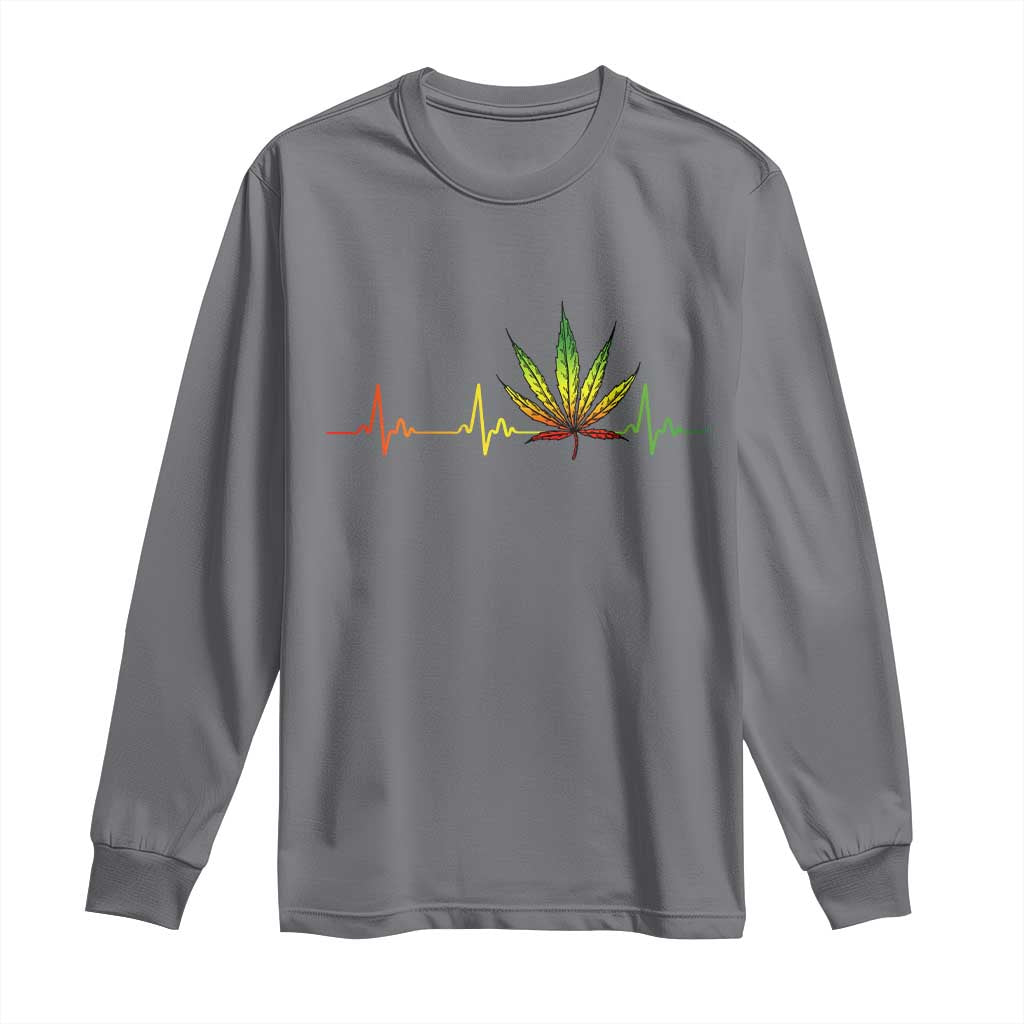 Reggae Weed Long Sleeve Shirt Rasta Marijuana Leaf Heartbeat Weed Lovers 420 - Wonder Print Shop