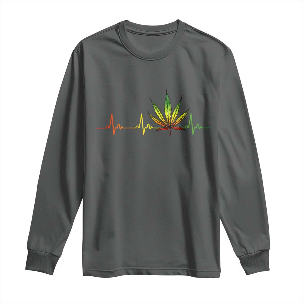 Reggae Weed Long Sleeve Shirt Rasta Marijuana Leaf Heartbeat Weed Lovers 420 - Wonder Print Shop