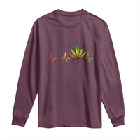 Reggae Weed Long Sleeve Shirt Rasta Marijuana Leaf Heartbeat Weed Lovers 420 - Wonder Print Shop