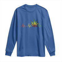Reggae Weed Long Sleeve Shirt Rasta Marijuana Leaf Heartbeat Weed Lovers 420 - Wonder Print Shop