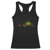 Reggae Weed Racerback Tank Top Rasta Marijuana Leaf Heartbeat Weed Lovers 420 - Wonder Print Shop