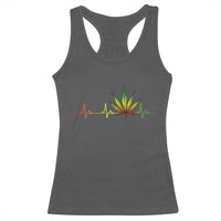 Reggae Weed Racerback Tank Top Rasta Marijuana Leaf Heartbeat Weed Lovers 420 - Wonder Print Shop