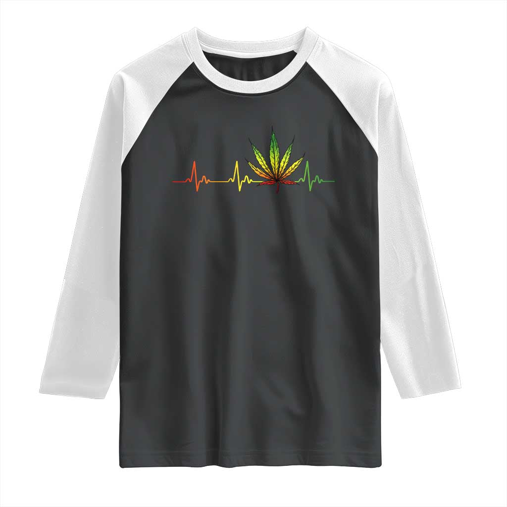 Reggae Weed Raglan Shirt Rasta Marijuana Leaf Heartbeat Weed Lovers 420 - Wonder Print Shop