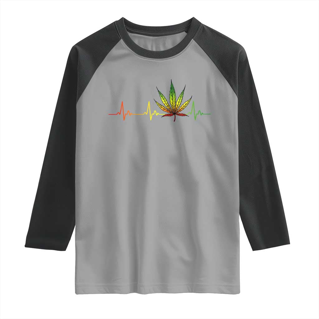 Reggae Weed Raglan Shirt Rasta Marijuana Leaf Heartbeat Weed Lovers 420 - Wonder Print Shop