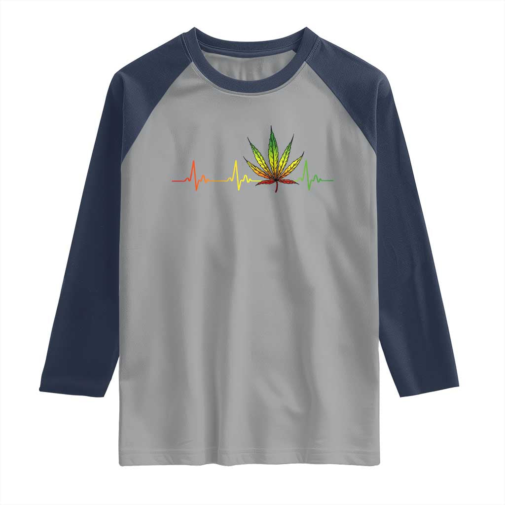 Reggae Weed Raglan Shirt Rasta Marijuana Leaf Heartbeat Weed Lovers 420 - Wonder Print Shop