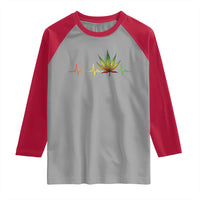 Reggae Weed Raglan Shirt Rasta Marijuana Leaf Heartbeat Weed Lovers 420 - Wonder Print Shop