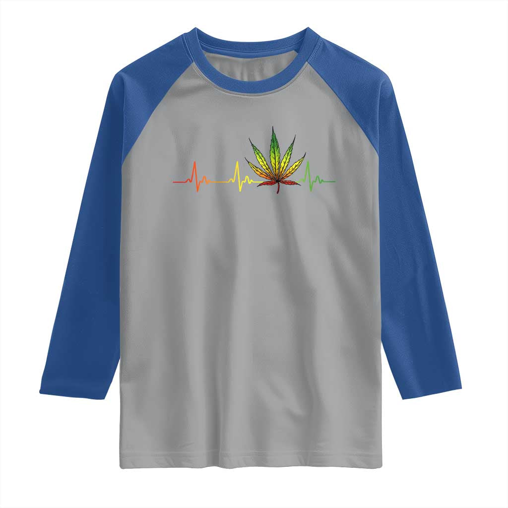 Reggae Weed Raglan Shirt Rasta Marijuana Leaf Heartbeat Weed Lovers 420 - Wonder Print Shop