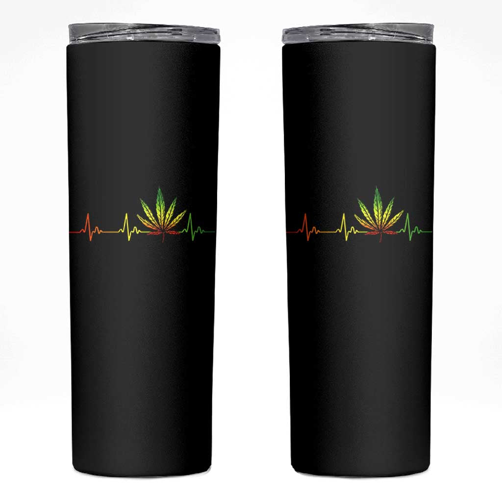 Reggae Weed Skinny Tumbler Rasta Marijuana Leaf Heartbeat Weed Lovers 420 - Wonder Print Shop