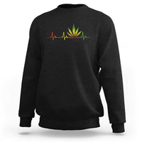 Reggae Weed Sweatshirt Rasta Marijuana Leaf Heartbeat Weed Lovers 420 - Wonder Print Shop