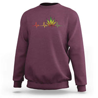 Reggae Weed Sweatshirt Rasta Marijuana Leaf Heartbeat Weed Lovers 420 - Wonder Print Shop