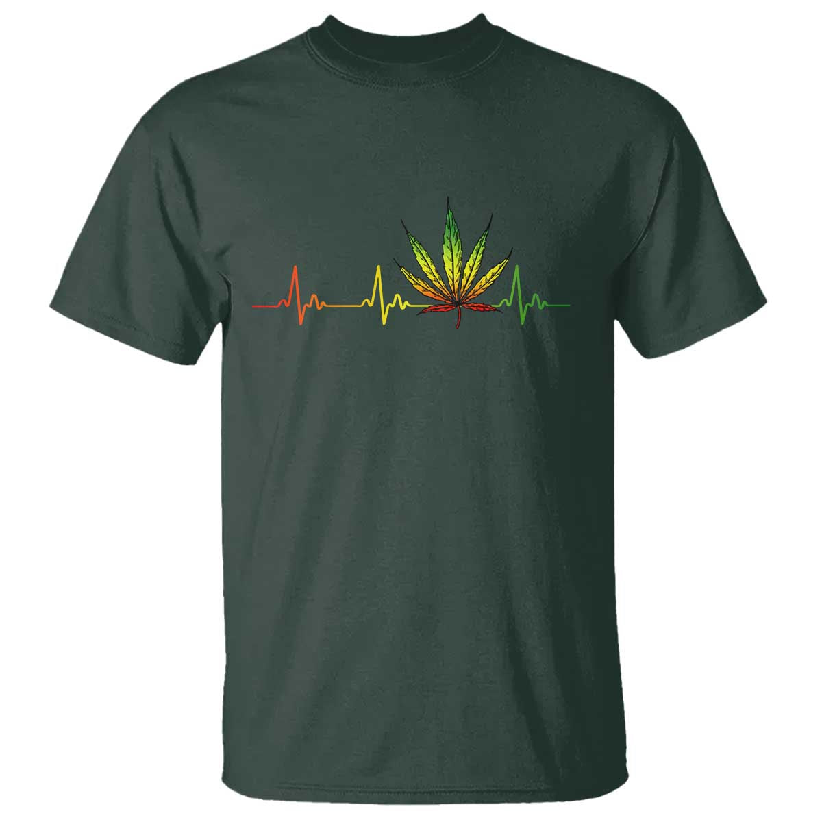 Reggae Weed T Shirt Rasta Marijuana Leaf Heartbeat Weed Lovers 420 - Wonder Print Shop