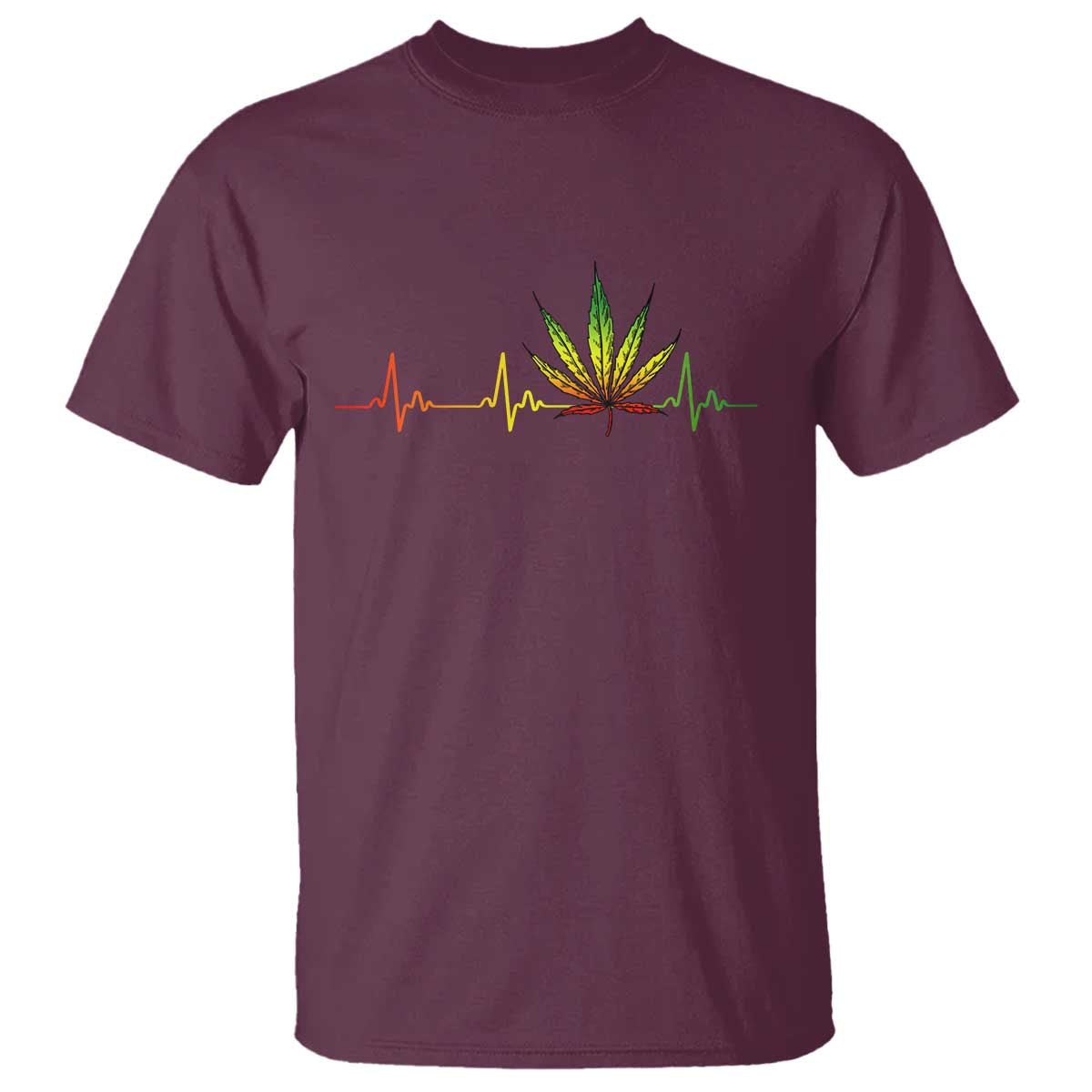 Reggae Weed T Shirt Rasta Marijuana Leaf Heartbeat Weed Lovers 420 - Wonder Print Shop