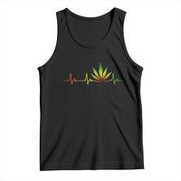 Reggae Weed Tank Top Rasta Marijuana Leaf Heartbeat Weed Lovers 420 - Wonder Print Shop