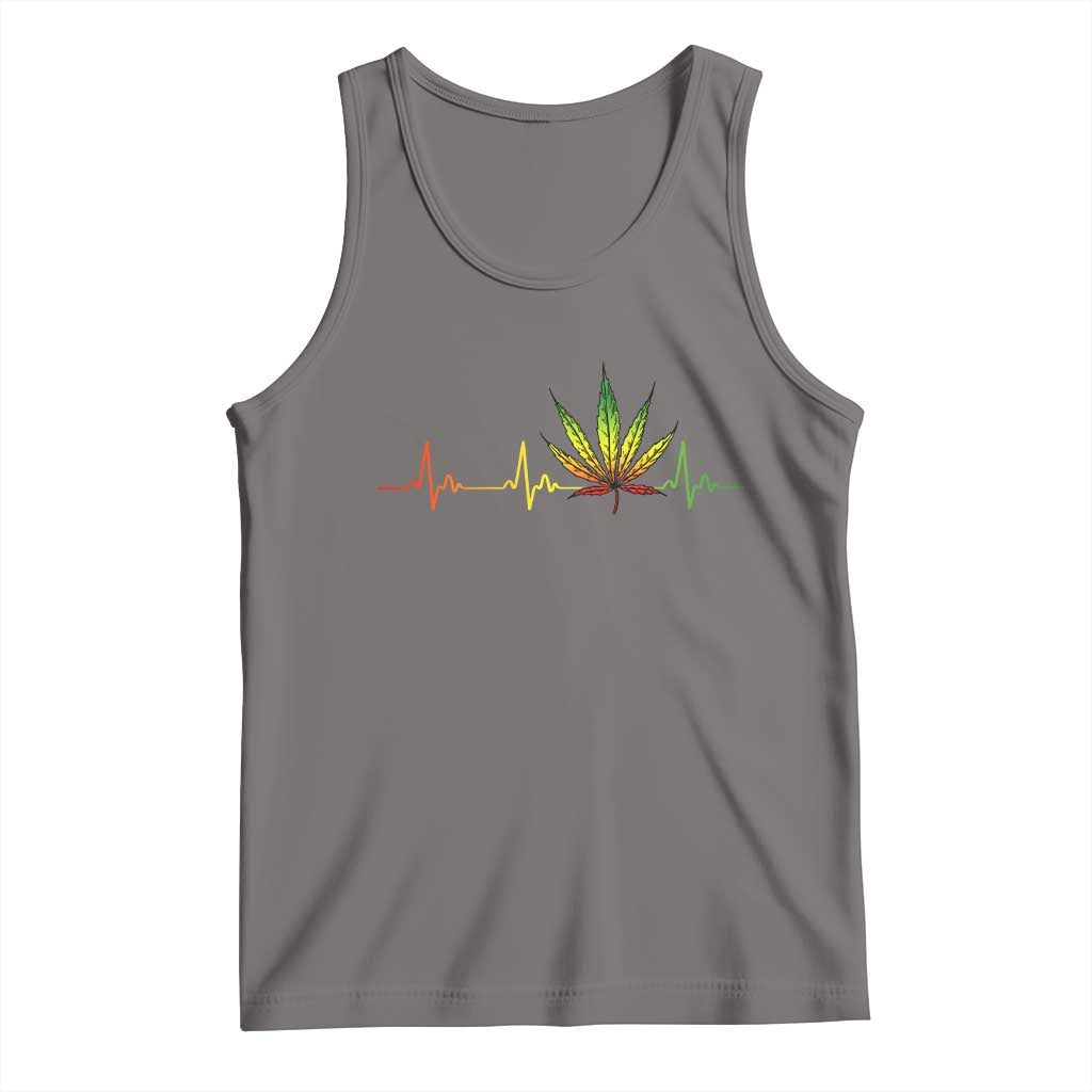 Reggae Weed Tank Top Rasta Marijuana Leaf Heartbeat Weed Lovers 420 - Wonder Print Shop