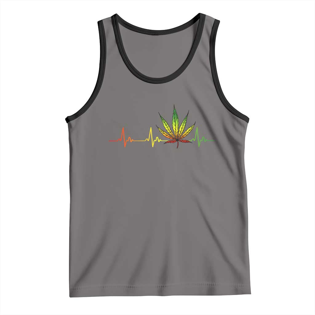 Reggae Weed Tank Top Rasta Marijuana Leaf Heartbeat Weed Lovers 420 - Wonder Print Shop