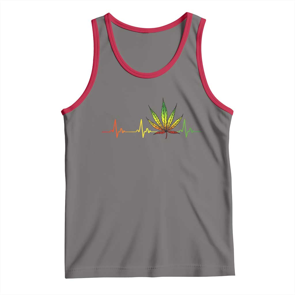 Reggae Weed Tank Top Rasta Marijuana Leaf Heartbeat Weed Lovers 420 - Wonder Print Shop