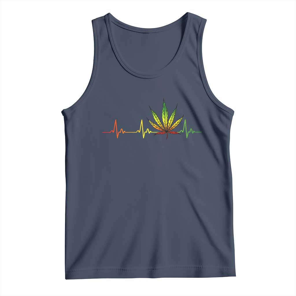 Reggae Weed Tank Top Rasta Marijuana Leaf Heartbeat Weed Lovers 420 - Wonder Print Shop