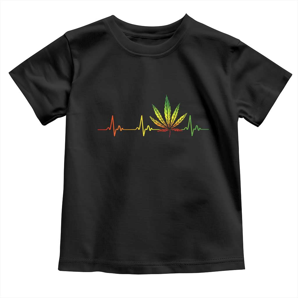 Reggae Weed Toddler T Shirt Rasta Marijuana Leaf Heartbeat Weed Lovers 420 - Wonder Print Shop