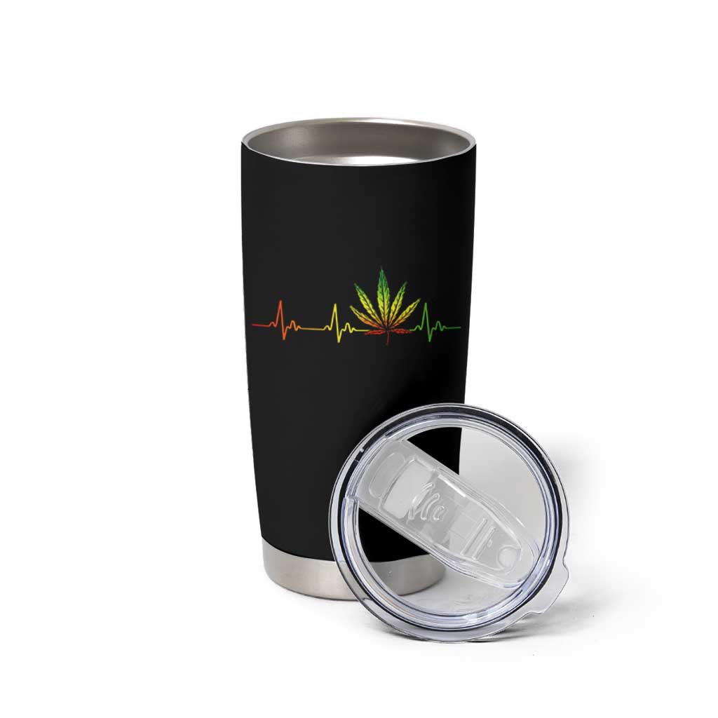 Reggae Weed Tumbler Cup Rasta Marijuana Leaf Heartbeat Weed Lovers 420 - Wonder Print Shop