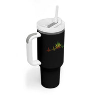 Reggae Weed Tumbler With Handle Rasta Marijuana Leaf Heartbeat Weed Lovers 420 - Wonder Print Shop