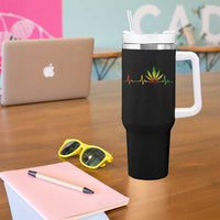 Reggae Weed Tumbler With Handle Rasta Marijuana Leaf Heartbeat Weed Lovers 420 - Wonder Print Shop