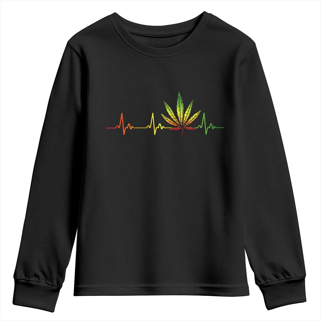 Reggae Weed Youth Sweatshirt Rasta Marijuana Leaf Heartbeat Weed Lovers 420 - Wonder Print Shop
