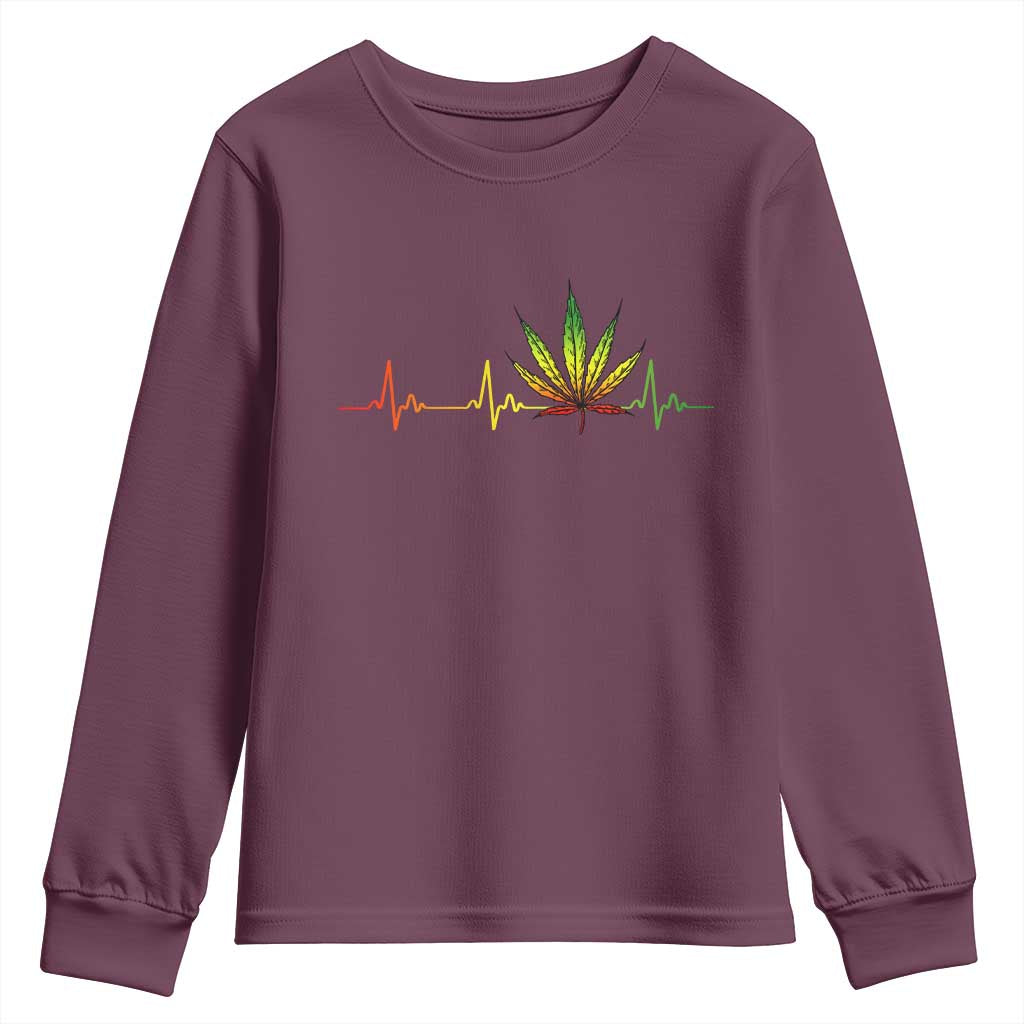 Reggae Weed Youth Sweatshirt Rasta Marijuana Leaf Heartbeat Weed Lovers 420 - Wonder Print Shop